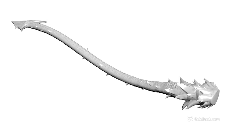 Intricately Carved Dragon Tail Sculpture With Sharp Spikes And Detailed Scales 3d model 