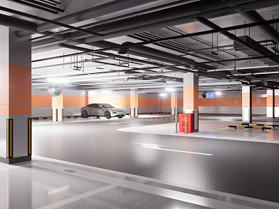 Underground parking lot Traffic facilities Reflective mirror Protective column Deceleration road arch car stopper 3d model