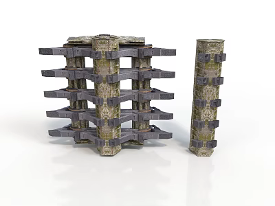 Waste soil style Column structure Waste soil Building waste Column Industrial debris Corrosion Metal structure Concrete pillar Mechanical debris Damaged building components 3d model
