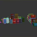Modern Industrial Storage Scene With Stacked Multicolored Drums And Containers 3d model