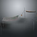 Outdoor Hammock Furniture With Metal Frame Patterned Fabric And Hanging Lights