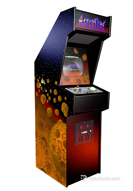 Entertainment Arcade Machine With Starry Sky Pattern Gold Coin Decorations And Game Control Panel 3d model 