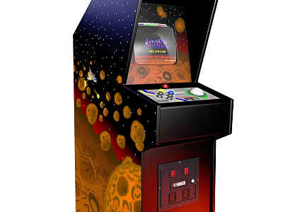 Entertainment Arcade Machine With Starry Sky Pattern Gold Coin Decorations And Game Control Panel 3d model