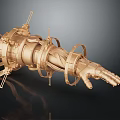 Golden Mechanical Arm Model With Biomechanical Structure And Intricate Components 3d model