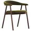 Modern Single Chair With Wooden Legs And White Cushioned Seat And Armrests