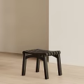 Modern Minimalist Black Wooden Leisure Chair With Slatted Seat On Light Wood Floor