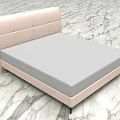 Modern Double Bed With Light Leather Headboard Gray Mattress And Black Legs