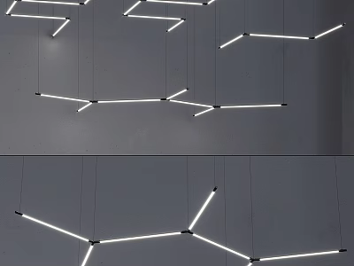 Modern Linear Chandelier With Irregular White LED Tubes In Contemporary Design 3d model