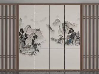 New Chinese background wall 3d model