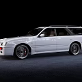 Silver Station Wagon Car With Roof Rack And Sporty Wheels