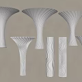 Modern White Decorative Columns with Wavy Texture in Contemporary Design 3d model