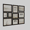 Framed Abstract Paintings With Coastal Scenes Sailboats And Neutral Tones Wall Art