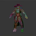 Adventurous Fantasy Character In Metal Armor Long Coat With Wide Brimmed Hat And Leather Attire