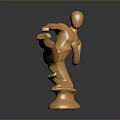 Golden Male Sculpture Displaying Dynamic Kicking Pose with Shiny Base and Dark Background