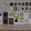 Various Modern Washing Machines With Different Styles And Colors On