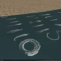 Natural Sandy Desert Edge With Dark Surface And White Line Patterns