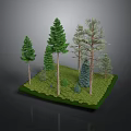 Realistic Forest Model Display With Various Evergreen Trees And Green Grass
