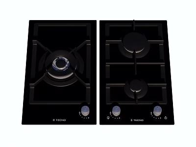 VETCH Black Glass Gas Stoves Single and Double Burner Kitchen Appliances 3d model