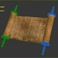Ancient Scroll With Old Parchment And Handwritten Text On Red Rollers