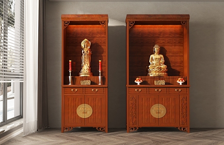 New Chinese Style Buddhist Cabinet Shrine Buddha Statues Bodhisattva 3d model