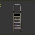 Natural Scenic View With Silver Ladder Black Steps Against Gray Background