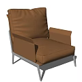 Modern Brown Leather Single Sofa Interior With Metal Frame And Comfortable Cushion 3d model