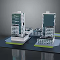 Modern High Rise Building Models with Glass Facade and Urban Architectural Design