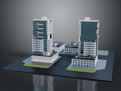 Modern High Rise Building Models with Glass Facade and Urban Architectural Design 3d model