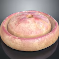 Handcrafted Clay Circular Bowl With Small Top Hole And Pink Beige Textured Surface