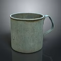 Greenish Metal Mug With Textured Surface And Simple Handle For Daily Use