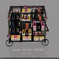 Shoe Rack Cart With Swing Doors Multiple Shelves Shoes And Pink Flower Decorations