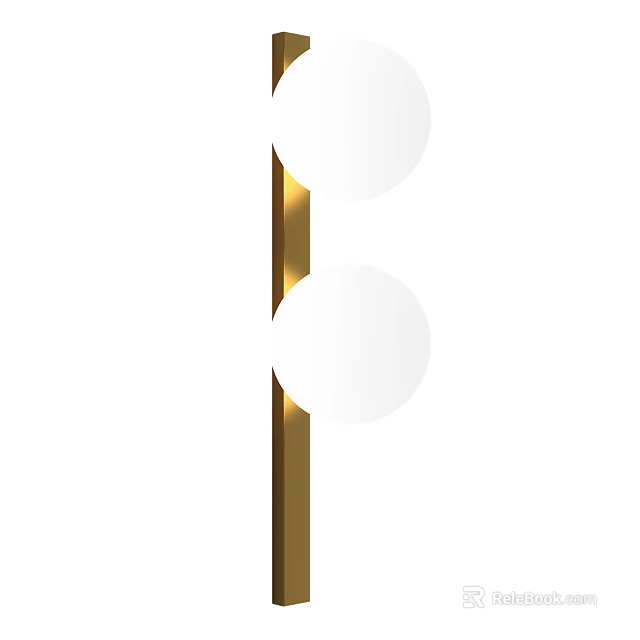 Modern Wall Lamp Design With White Circular Shades And Gold Metal Frame For Contemporary Interior 3d model 