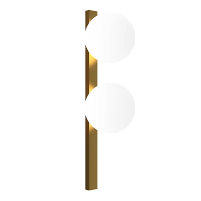Modern Wall Lamp Design With White Circular Shades And Gold Metal Frame For Contemporary Interior 3d model