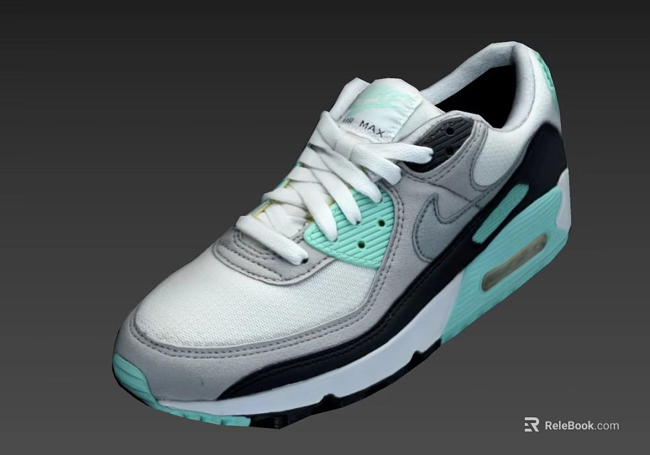 Nike Air Max Sneakers White Light Green Black Gray Mesh Leather With Cushioned Air Sole 3d model 