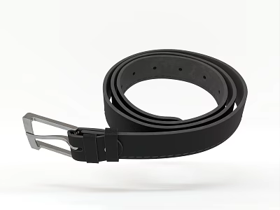 Black Leather Belt With Metal Buckle Classic Design For Daily Use And Fashionable Look 3d model