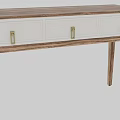 Modern Dressing Table With White Drawers Golden Handles And Wooden Legs