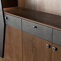 Modern Wooden Entryway Cabinet Sideboard with Open Shelves and Closed Drawers Brown Gray Panel Design