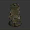Traditional Bronze Metal Clothing Accessory With Carved Longevity Motifs And Ring Handle