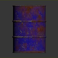 Rusty Blue And Red Barrel With Peeling Paint Texture On Gray Background