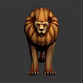 3D Lion Character Model With Detailed Orange Mane Standing On Dark Reflective Surface 3d model