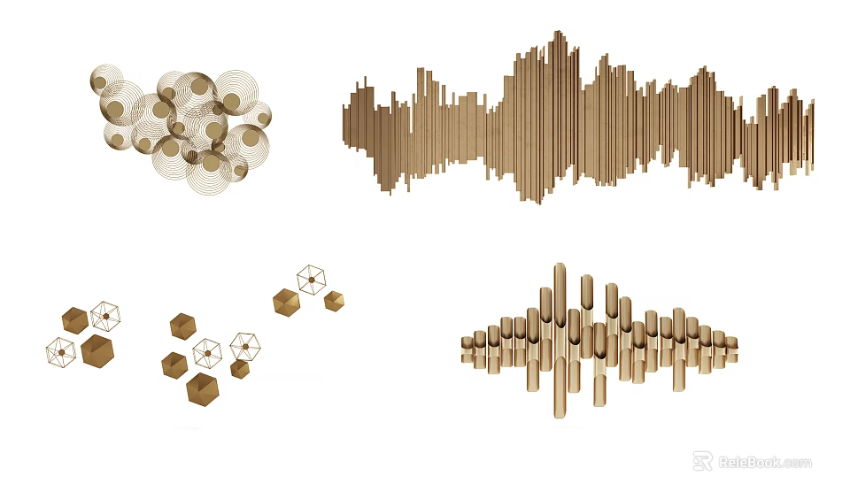 Creative Modern Wooden Wall Decor With Geometric Shapes And Abstract Patterns 3d model 