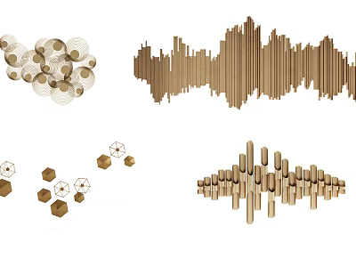 Creative Modern Wooden Wall Decor With Geometric Shapes And Abstract Patterns 3d model