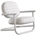 Modern Soft Fabric Leisure Chair With Sleek Metal Armrest Frame For Cozy Home Living Space