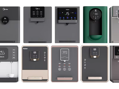 Modern Daily Use Electrical Appliances with Various Water Dispenser Designs Digital Displays and Color Options 3d model