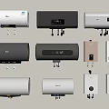 Daily Electrical Appliances Featuring Various Wall Mounted Water Heaters in Different Designs 3d model
