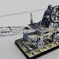 Industrial Crane Equipment Featuring Metal Structure And Mechanical Wheels On Base 3d model