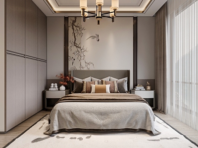 New Chinese Master Bedroom New Chinese Second Bedroom New Chinese Cloakroom New Chinese Second Bedroom model