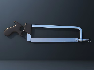 Professional Hardware Hacksaw with Ergonomic Black Handle and Steel Frame for Precision Cutting 3d model