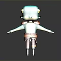 Cartoon Character With Blue Body Yellow Ears Red Pants Black Legs And Outstretched Arms