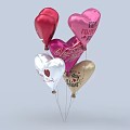 Heart Shaped Balloon Decorative Ornament Set in Red Pink White Gold for Valentine's Day